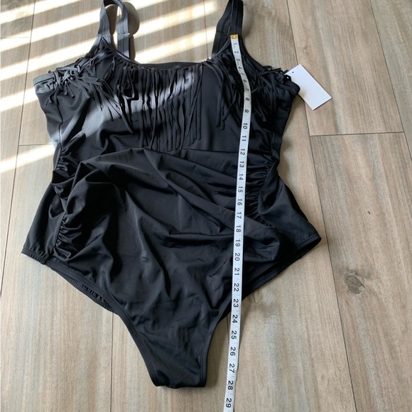 NWT Swimsuits for All fringe ruched one piece swimsuit black size 28 - Picture 8 of 8
